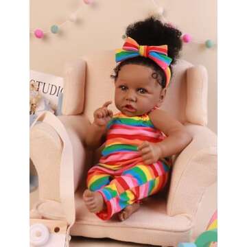 HOOMAI Lifelike Reborn Baby Doll - 22.8 Inch African American Gift Set