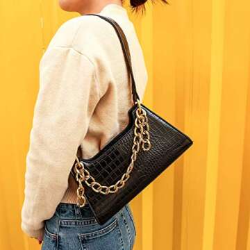 GOPHRALOVE Small Purses for Women Shoulder Purse and Handbag with Magnet Closure for Mothers' Day Gift (Black)