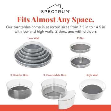 Spectrum Lazy Susan Organizer 2-Pack for Kitchen Storage