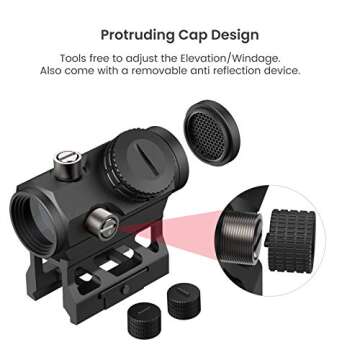 Feyachi 2MOA Red Dot Sight - V30 1x20mm Compact Red dot Optics with Motion Awake Low Profile and Absolute Co-Witness Mount, Flip Up Lens Covers and Anti Reflection Device