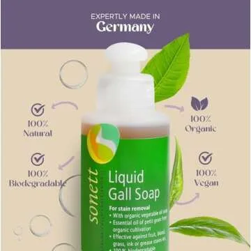 Sonett Organic Traditional Stain Removers Liquid Gall Soap, Highly Effective Against Marks Caused By Ink, Blood, Grease, Fruit 4oz (Pack of 6)