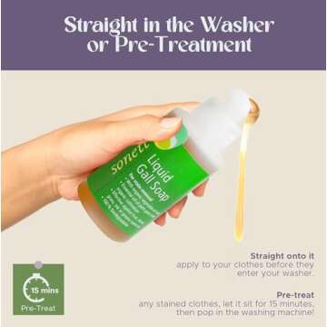 Sonett Organic Traditional Stain Removers Liquid Gall Soap, Highly Effective Against Marks Caused By Ink, Blood, Grease, Fruit 4oz (Pack of 6)