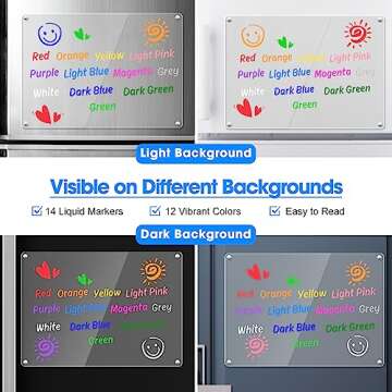 Liquid Chalk Markers for Acrylic Calendar Planning Board Clear Glass Dry Erase Board Whiteboard Window Mirror Christmas Halloween Painting, 14 Pack, 12 Vibrant Colors, 1mm Fine Points, Easy Wet Erase