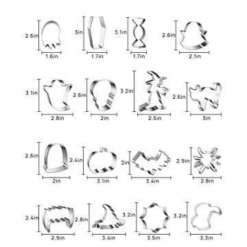 16 Pcs Halloween Cookie Cutters Baking Supplies Halloween Set With Decorating Instructions Stainless...