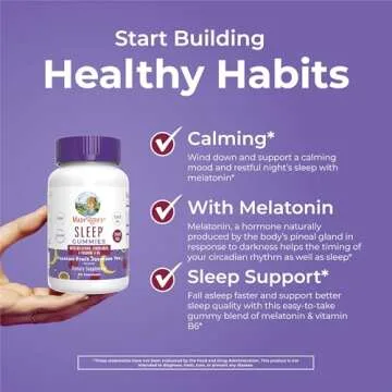 MaryRuth Organics Melatonin 5mg Sleep Gummy with L-Theanine | Lemon Balm | Vitamin B6 | Sugar-Free |...