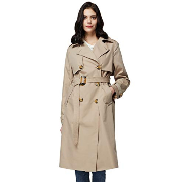 Orolay Women's Elegant 3/4 Length Double Breasted Trench Coat