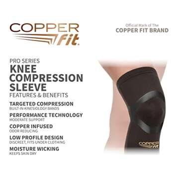 COPPER FIT PRO SERIES Compression Sleeve for Knee Support and Athletic Recovery, Brace – Running, ...