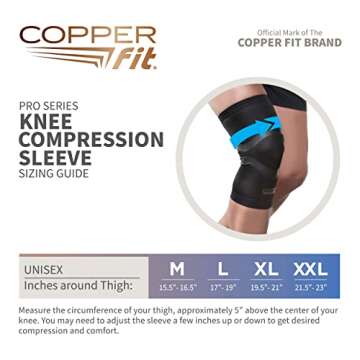 COPPER FIT PRO SERIES Compression Sleeve for Knee Support and Athletic Recovery, Brace – Running, Walking, Workouts - Meniscus, ACL, Knee Compression Support for Men and Women
