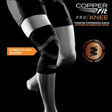 COPPER FIT PRO SERIES Compression Sleeve for Knee Support and Athletic Recovery, Brace – Running, Walking, Workouts - Meniscus, ACL, Knee Compression Support for Men and Women
