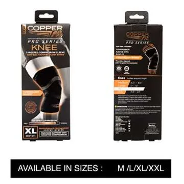 COPPER FIT PRO SERIES Compression Sleeve for Knee Support and Athletic Recovery, Brace – Running, Walking, Workouts - Meniscus, ACL, Knee Compression Support for Men and Women