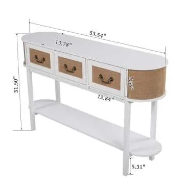 FurSch Rattan Entryway Table with Storage for Elegant Homes