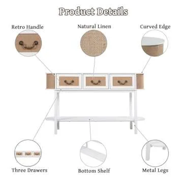 FurSch Rattan Entryway Table with Storage for Elegant Homes