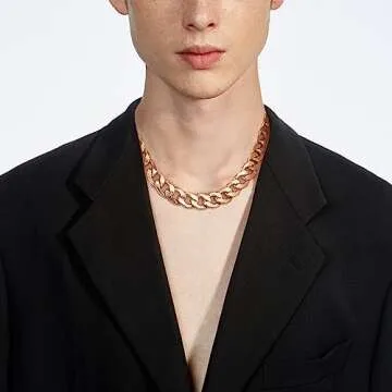 VEDAIM 14K Gold Plated Chain for Men Chunky Miami Cuban Link Chain Necklace for Women Men