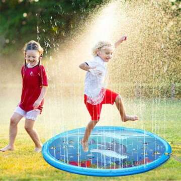 Obuby Sprinkle & Splash Play Mat, Sprinkler for Kids,Upgraded 68' Summer Outdoor Water Toys Wading Pool Splash pad for Toddlers Baby, Outside Water Play Mat for 1-12 Years Old Children Boys Girls