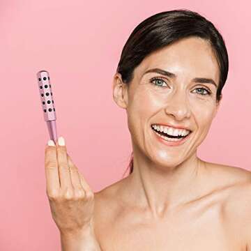 Fancii Uplift Facial & Body Massage Roller with Rose Quartz Gua Sha and 30 Germanium Stones - Face, Eye, Chin, Neck Massager, Anti-Aging Beauty Tool to Lift, Firm and Tighten Skin (Remi)