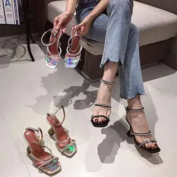 Stylish keleimusi Diamante Strappy Heeled Sandals for Women