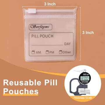 Serfeymi 32 Pcs Zippered Pill Pouches Organizer Plastic Bags 3 X 3 Inches 12 mil Self Sealing with S...