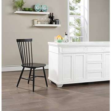 OSP Home Furnishings Eagle Ridge Traditional Windsor Style Solid Wood Dining Chairs 2-Pack, Black