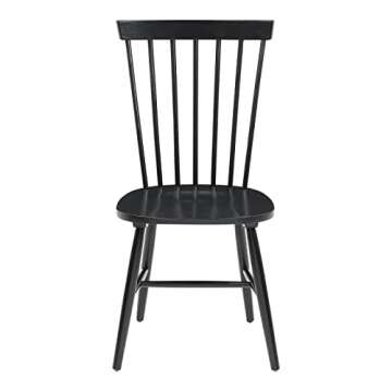 OSP Home Furnishings Eagle Ridge Traditional Windsor Style Solid Wood Dining Chairs 2-Pack, Black