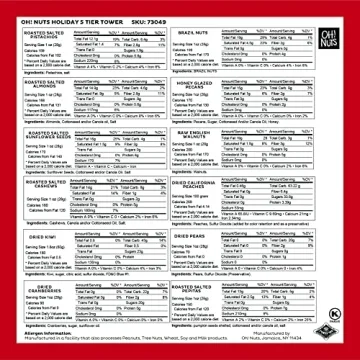 Dried Fruit and Nuts Gift Basket Tower with Black Ribbon Gift Basket, 5 Tier Gourmet Arrangement Platter, Healthy Kosher Snack Box for Birthday, Anniversary by Oh Nuts