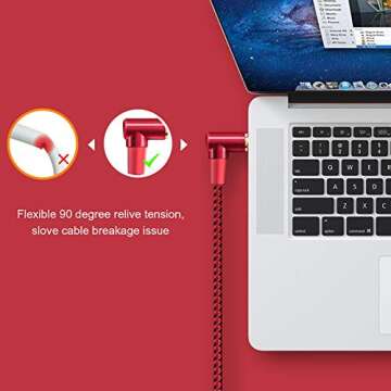 CableCreation TRRS Cable, 10 FT 3.5MM Male to Male 4 Pole Right Angle Audio Stereo HiFi Cable with Silver-Plating Copper Core (Microphone Compatible),24K Gold Plated,Red