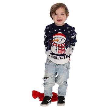 Chillin Snowman Ugly Christmas Sweater Xmas Holiday Boys Girls Toddler Kids Sweaters 3T Multicolor