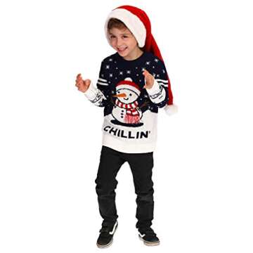 Chillin Snowman Ugly Christmas Sweater Xmas Holiday Boys Girls Toddler Kids Sweaters 3T Multicolor