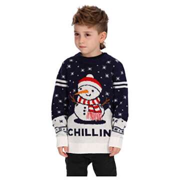 Chillin Snowman Ugly Christmas Sweater Xmas Holiday Boys Girls Toddler Kids Sweaters 3T Multicolor