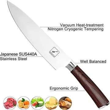 imarku Chef Knife - Pro Kitchen Knife 8 Inch High Carbon Japanese SUS440A Stainless Steel with Ergon...
