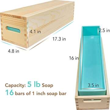 Hepgodin Wooden Soap Molds for Soap Making Large- 5 lb Soap Molds Loaf with Cover, Rectangle Silicone Soap Loaf Molds 77 oz (5 lb Standard Mold)