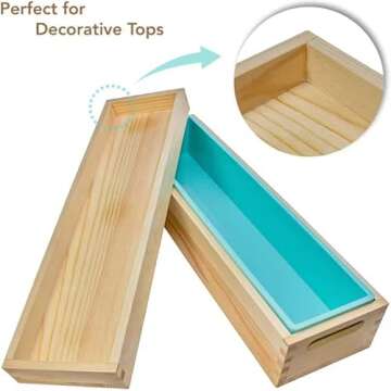 Hepgodin Wooden Soap Molds for Soap Making Large- 5 lb Soap Molds Loaf with Cover, Rectangle Silicone Soap Loaf Molds 77 oz (5 lb Standard Mold)