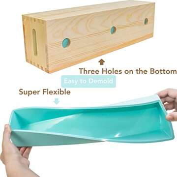 Hepgodin Wooden Soap Molds for Soap Making Large- 5 lb Soap Molds Loaf with Cover, Rectangle Silicone Soap Loaf Molds 77 oz (5 lb Standard Mold)