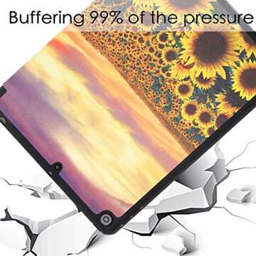 Hi Space for iPad 9th 8th 7th Generation Case for iPad 10.2 Case Garden Sunflower 2021 2020 2019 with Pencil Holder, Painting Floral Flower Shockproof Cover Auto Sleep Wake for A2270 A2428