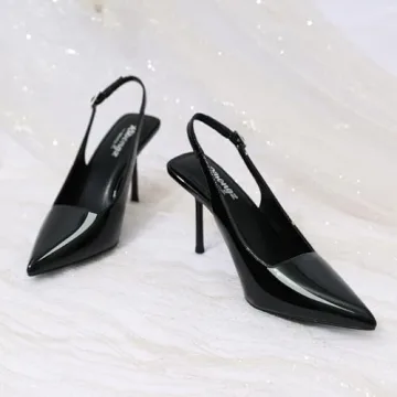 Elegant RIBONGZ Black Slingback Pumps for Women