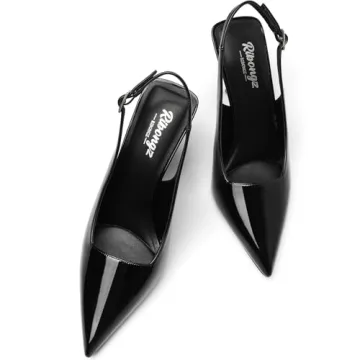 Elegant RIBONGZ Black Slingback Pumps for Women