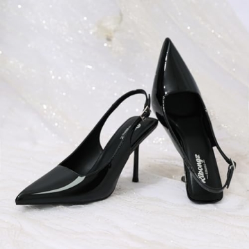 Elegant RIBONGZ Black Slingback Pumps for Women