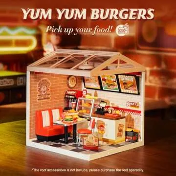 Rolife DIY Miniature Plastic House Building Set for All Ages - Yum Yum Burgers