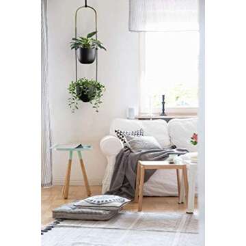 ABETREE Modern Metal Hanging Planter for Indoor Outdoor Plants with Hook 2 Tier Boho Wall and Ceiling Flower Pots Baskets Holder Home Office Decor(Black)