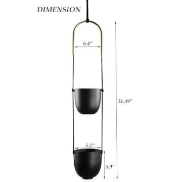 ABETREE Modern Metal Hanging Planter for Indoor Outdoor Plants with Hook 2 Tier Boho Wall and Ceiling Flower Pots Baskets Holder Home Office Decor(Black)