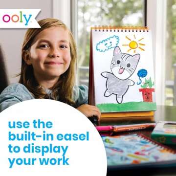 Ooly Make No Mistake Erasable Markers & Standing Sketchbook, Mess Free Marker Pack You Can Erase, Drawing and Coloring Pens for Kids, Colorful School Supplies, Set of 12 & Sketchbook Bundle