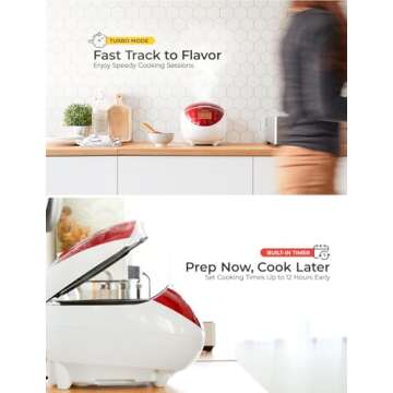 CUCKOO Micom Rice Cooker 6 Cup Uncooked / 12 Cup Cooked, Fuzzy Logic Electric Rice Cooker Small, Sticky Rice Maker with 12 Menu Modes, Nonstick Small Rice Cooker & Steamer, White / Red (CR-0655F)