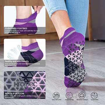 Non Slip Yoga Socks with Grips for Pilates, Ballet, Barre, Barefoot,Bikram,Hospital Anti Skid Socks for Women and Men