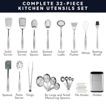 Home Hero 32-Piece Stainless Steel Kitchen Utensils Set