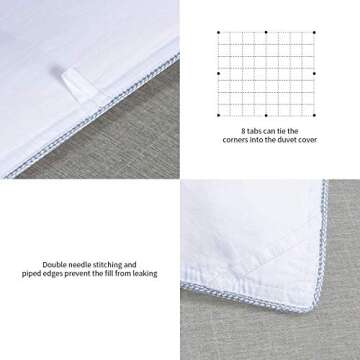 HOMBYS King Size Down Comforter, Elegant Pinch Pleat Design