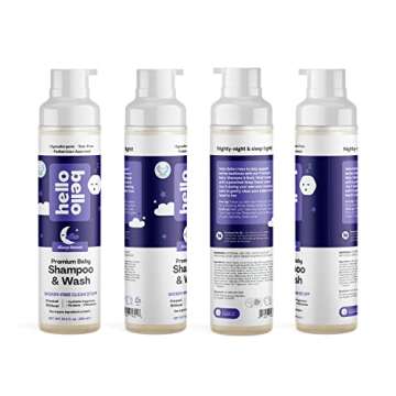 Hello Bello Nighttime Shampoo and Body Wash, Gentle Hypoallergenic Formula for Babies and Kids, Vegan and Cruelty-Free, Sweet Sleep Scented, 10 fl oz