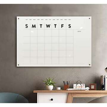 Parisloft Large Reusable Acrylic Wall Calendar, Clear Acrylic Monthly Wall Mounted Calendar, Month P...