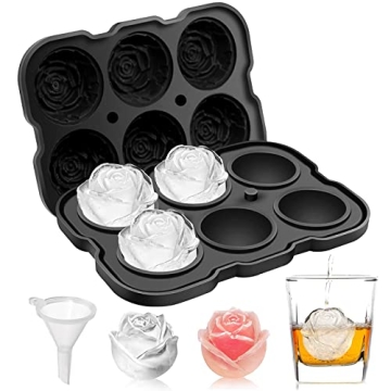 Mikiwon 2 Inch Rose Ice Cube Trays - Elegant Mold for Chilled Cocktails and More