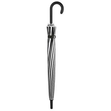 totes Large Eco Auto-Open 24 Rib Stick Umbrella with a Classic J Hook Curved Handle, Black & White