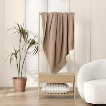 Knit Throw Blanket Super Soft Warm Blanket for Couch Lightweight Fluffy Blanket for Bed Sofa 50x60 Inches Dusty Rose