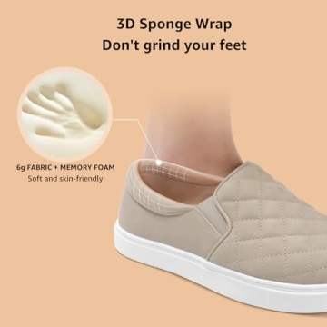 STQ Casual Shoes for Women Memory Foam Slip On Sneakers Comfortable Loafers Taupe 8